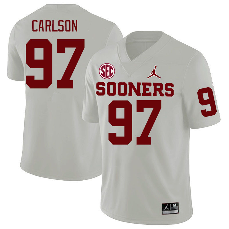 #97 Kyle Carlson Oklahoma Sooners 2024 SEC Conference College Football Jerseys-White